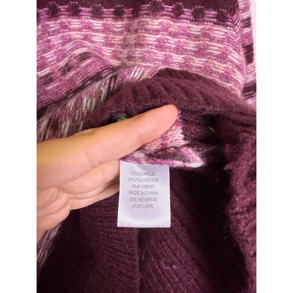 Evereve Petra Fair Isle Nordic Turtleneck Sweater Women’s M Maroon Pink Cozy - Picture 5 of 6